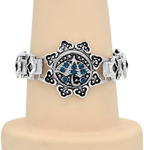 Wild Wind (TM) Artificial Crystal Lattice Wristband Cute DIY Buttons Bracelet (Blue Umbrella)