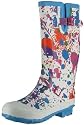 ROCKETDOG Waterdog Womens Wellies Slip On Mid Calf Rubber Rain Boots Shoes White Splatter
