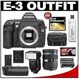 Olympus E-3 Digital SLR Camera with Olympus 12-60mm Zuiko Digital ED f/2.8-4.0 SWD Zoom Lens + Olympus FL-50R TTL Electronic Flash + Olympus HLD-4 Battery Grip + 8GB Lexar CF Memory Card + BLM-1 Battery + Case + Cameta Bonus Accessory Kit