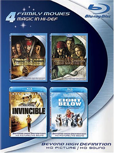 Blu-ray 4-Pack: Family Movies (Pirates of the Caribbean: Curse of the Black Pearl / Pirates of the Caribbean: Dead Man's Chest / Invincible / Eight Below) [Blu-ray]