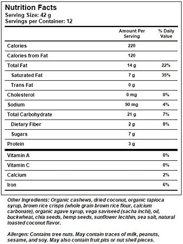 Vega Snack Bar Coconut Cashew -- 12 Bars