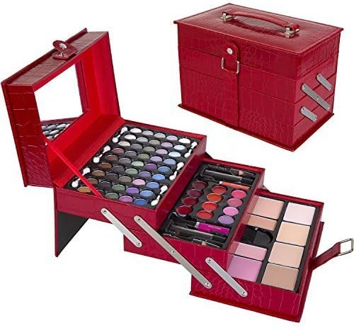 Ivation All-In-One Makeup Kit in Highly Fashionable Red Leather-look Train Case by Ivaton