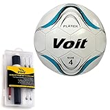 UPC 639504321146 product image for Voit Size 4 Player Soccer Ball with Ultimate Inflating Kit, White and Blue Graph | upcitemdb.com