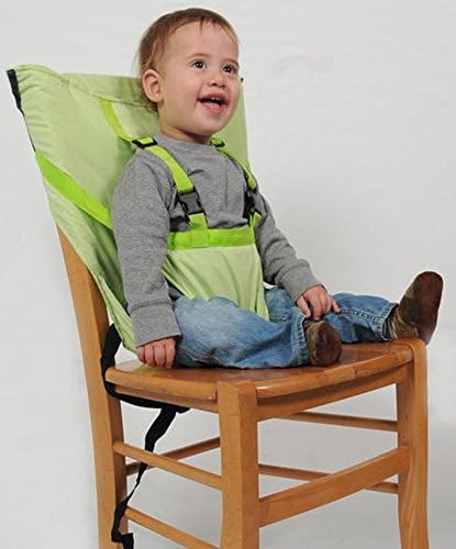 Infant Kids Portable Belt Seat High Chair Safety Travel Soft Going Out 2 Straps ( color Green )