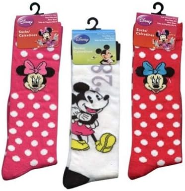 Disney Mickey-Minnie Knee High on Header Card Size 6-8/ 3 Pack (Assorted)