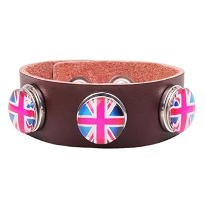 Modern Fantasy Creative Fashion Flag Metal Button Buckle Leather Wrap Bracelet