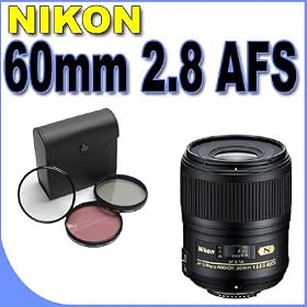 Nikon 60mm f 2.8G ED AF-S Micro-Nikkor Lens for Nikon DSLR Cameras PLUS 3pc Filter Kit w ... by Nikon