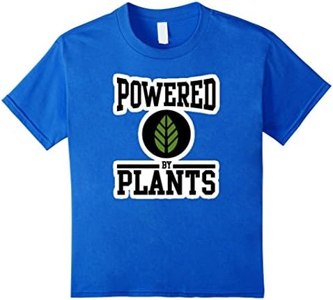 Kids "Powered by Plants" Green T-shirt Promotes Plant-based Diet 12 Royal Blue