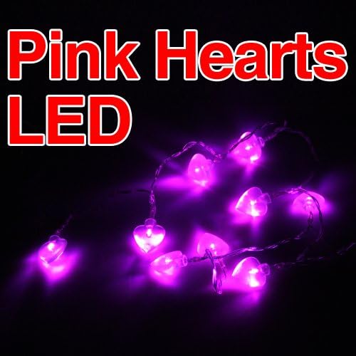 Battery Operated 10 LED Heart Pink Light String Fairy Party Wedding