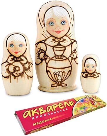 Girl with a Samovar Coloring Nesting Doll Set (3 Pc.)
