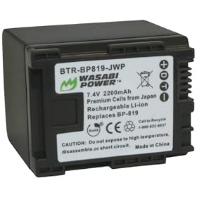 Kinamax 2200mAh BP-819 Replacement Battery for Canon VIXIA HF S11, HF S20, HF S200, HF S21, HF20, HF200, HF21, HG20, HG21 - Premium Japanese Cells
