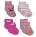 4-PK. of Novelty Socks (dogs, pink stripe, butterfly). Fits 18