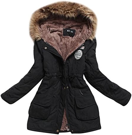 New Healer Women's Thicken Hooded Cotton-padded Coats Jacket (S, black)