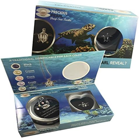 Precious Pearl Deep-Sea Turtle Necklace Pendant Locket Freshwater Cultured Pearl in Oyster Kit Gift Set 19.5" Chain