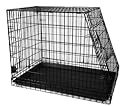 General Cage Premium Folding 200 Series Pet Crate w plastic pan, Slant Front, 24" W x 35" D x 27.25" H, Black