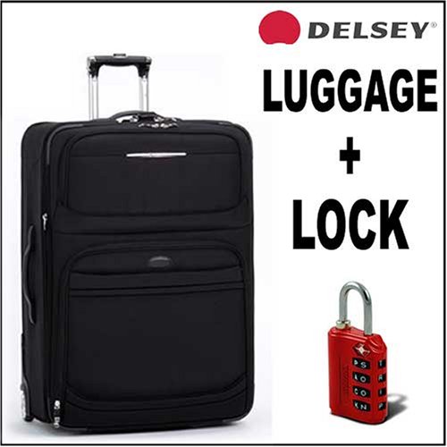 Delsey 29 Inch (Black) Expandable Suiter Trolley Plus Wordlock Tsa Approved Combination Luggage Lock