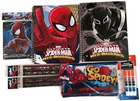 Spiderman Back to School Bundle- 7 Pieces Including 2 Notebooks, Pencil Case, Journal, Pencils, and Glue Pen!