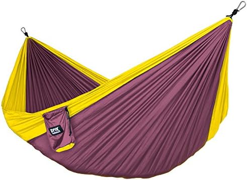 Neolite Single Camping Hammock - Lightweight Portable Nylon Parachute Hammock for Backpacking, Travel, Beach, Yard. Hammock Straps &amp; Steel Carabiners Included