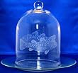 Individually Hand Etched Trout Clear Glass Dome Butler Serving Plate 10"H