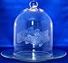 Individually Hand Etched Trout Clear Glass Dome Butler Serving Plate 10"H