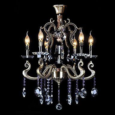 Crystal Ceiling Light with Amethyst Pendant in Candle Feature