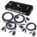 4-Port USB 2.0 KVM Switch w/4 KVM Cables Mouse Keyboard Video KVM Switch Kit