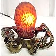 Amber Glass Octopus Accent Lamp Bronzed Base
