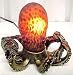 Amber Glass Octopus Accent Lamp Bronzed Base