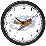 British Spitfire, WWll Fighter Plane Wall Clock by WatchBuddy Timepieces (Black Frame)