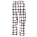 White and Black tartan plaid check tie cord flannel cotton pants for lounging, sleep, sports. Unisex relaxed fit, available in 3 Youth sizes