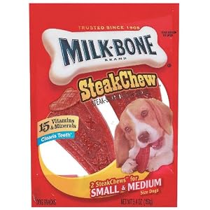 Milk-Bone Steak Chew Dog Snacks for Small & Medium Dogs, 2-Count (Pack of 6)