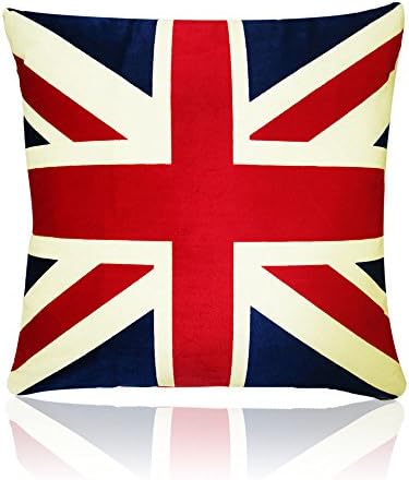 MARY ST 17.5x17.5 Inch Velvet Decorative Throw Pillow Cover Cushion Case, USA Flag and UK Jack (UK)