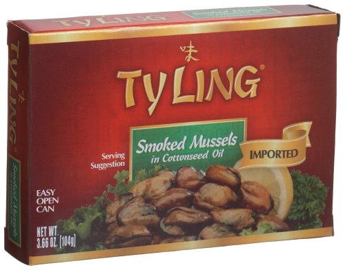 Ty Ling Smoked Mussels, 3.66-Ounce Tins (Pack of 10)