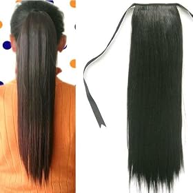 Stunning Dark Brown Straight clip in on synthetic ponytail hair extension