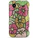 Rhinestones Protector Case for HTC DROID Incredible 2 ADR6350, Mosaic Hawaii Flowers Full Diamond