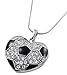 Glamour Girl Gifts Large Crystal Heart Shaped Soccer Ball Sports Fan Necklace for Women and Teens