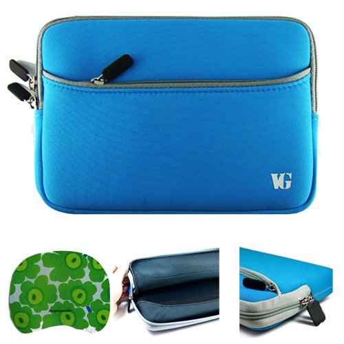 Lightblue Dual Pocket Neoprene Sleeve Case for 13 inch Apple MacBook Pro MC724LL/A Laptop Computers + Bestpricecenter Mouse Pad for Netbooks