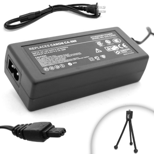 PRO SERIES Equivalent CANON CA-560 CA560 AC Power Adapter for ZR-10 / ZR-20 / ZR-25MC / ZR-30MC / ZR-40 / ZR-45MC / ZR-50MC and More Digital Cameras ***Includes Mini Tripod***
