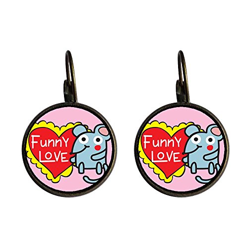 Chicforest Bronze Retro Style Valentine’s Day Funny Love Mouse Cartoon Photo Dangle Leverback Earrings 14mm Diameter Chicforest Bronze Retro Style Valentine’s Day Funny Love Mouse Cartoon Photo Dangle Leverback Earrings 14mm Diameter