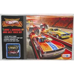 Hot Wheels SNAKE & MANGOOSE Drag Race Track Set Orange Strip and 1:64 Scale Die Cast Cars by Mattel