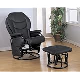 Black Leatherette Cushion Glider Rocker Chair w Ottoman by visiondecor Furniture