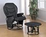 Black Leatherette Cushion Glider Rocker Chair w/Ottoman