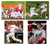 Philadelphia PHILLIES 2008 WORLD SERIES Champs Celebration 8x10 PHOTO SET of 4 Photos