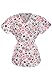 G Med Women's Printed Fashion Mock Wrap Scrub Top with Back Tie