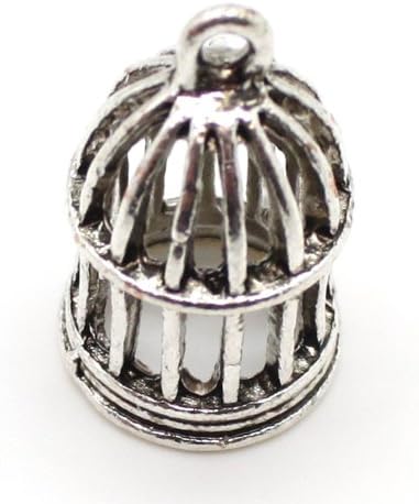 Silver Birdcage Charm Pendant Nickel Free Tibetan Silver Alloy