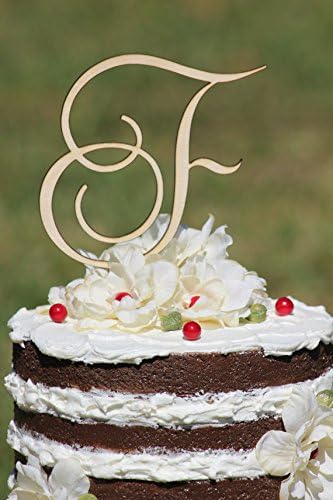 Rustic Wedding Cake Topper-wood Cake Topper Initial Cake Topper in Any Letter a B C D E F G H I J K L M N O P Q R S T U V W X Y Z