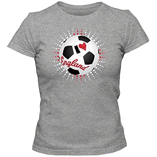 England EM 2016 #6 T-Shirt | Damen | Team GB | Fußball | Trikot | 100% Baumwolle | Kurzarm, Farbe:Graumeliert (Grey Melange L191);Größe:M