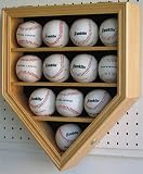 12 MLB Baseball Display Case Holder Showcase w/ 98% UV Protection, Locks, Oak Finish (B12-OA)