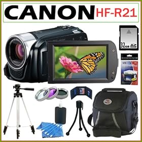 Canon VIXIA HF-R21 32GB Flash Memory HD Camcorder + 32GB Deluxe Accessory Kit