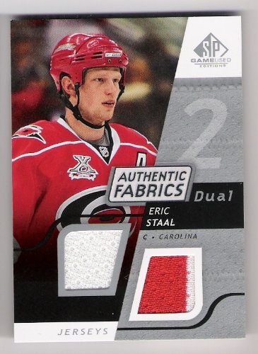 ERIC STAAL 2008-09 SP Game Used Edition Authentic Fabrics DUAL JERSEY Card Carolina Hurricanes Hockey
